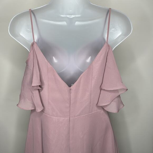 SORELLA VITA Mauve Off Shoulder Flutter Sleeve Chiffon V-Neck Maxi Dress Women’s - Picture 5 of 9